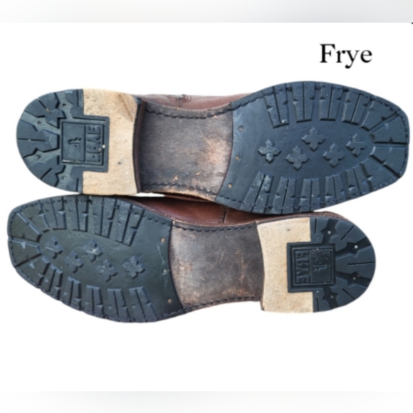 FRYE Square Toe Biker Heath Burnish Brown Leather Zip Short Calf Boot Men 10.5 - Picture 4 of 16